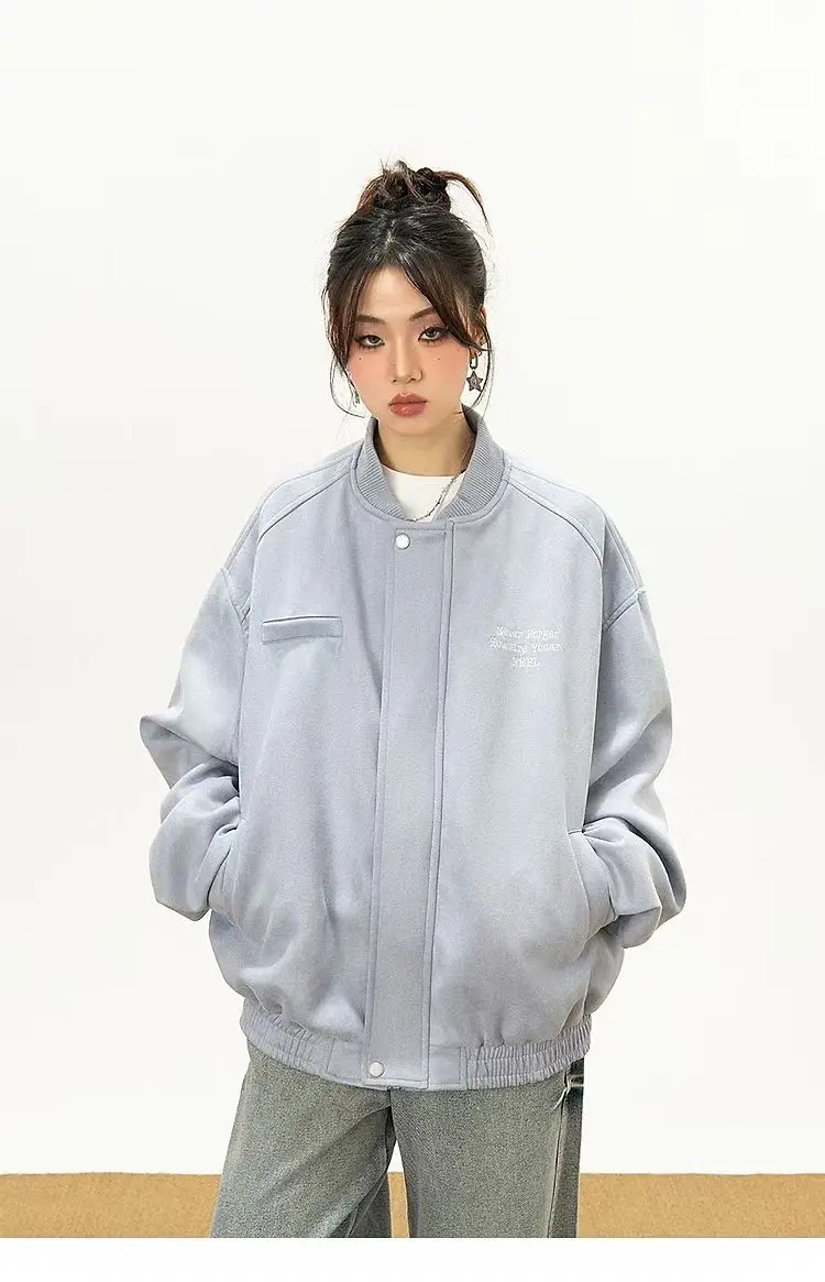 

Early Fall Suede Jacket Women 2025 Autumn New Baseball Collar Oversized Vintage American Style Coat