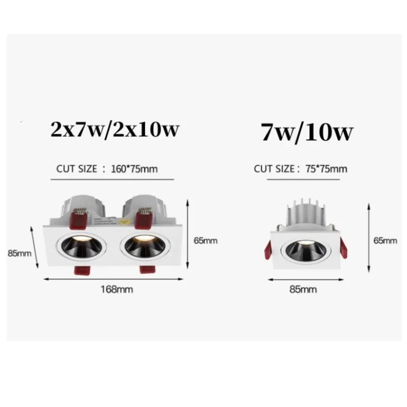 Dimmbare Decken einbau leuchte 7w 10w AC85-265V Double-End-LED-Spot beleuchtung Blends chutz Cob Spot Light Indoor Home Business