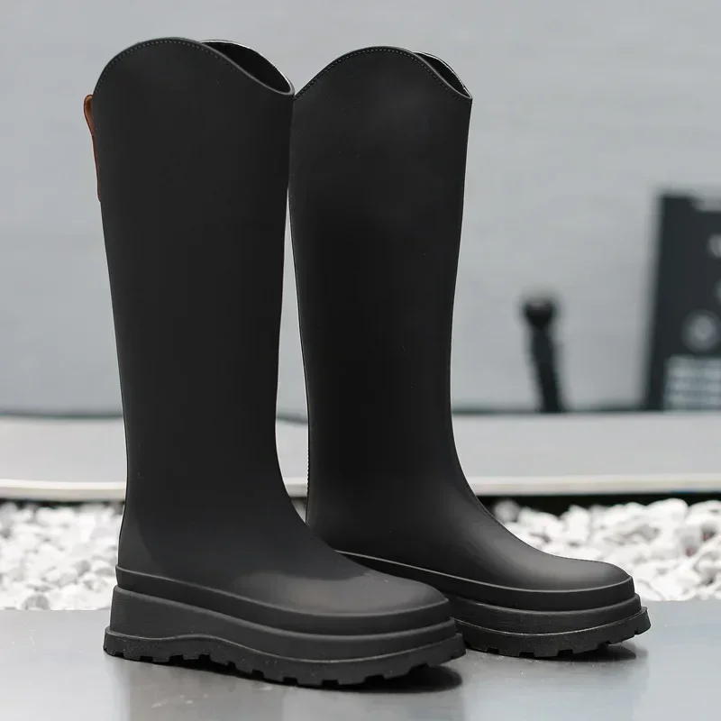 New Long Tube High Tube Women's Rain Boots PVC Outdoor Non-slip Fashion Rain Boot Comfortable Thick Bottom Waterproof Shoes