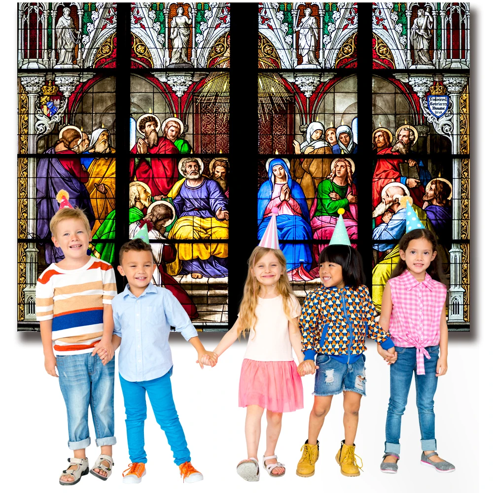 Bonvvie Photography Backdrop Stained Glass Window Church Pentecost Theme Children Photocall Background For Photo Studio Props