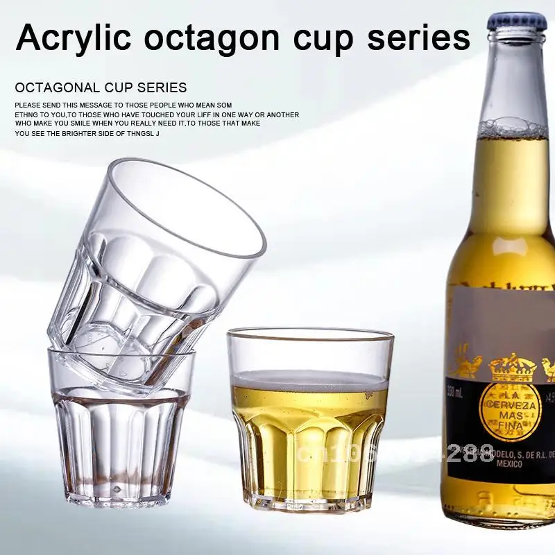 

Acrylic Pc Plastic Beer Mug Transparent Acrylic Octagonal Cup Water Cup Whiskey Cup Bar