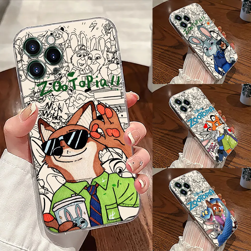 

Disney Zootopia Transparent Phone Case For iPhone 17 Pro Max 17E 11 12 13 14 15 16 Pro Max 15 Plus 17 Air 16E 7 XS Soft Cover
