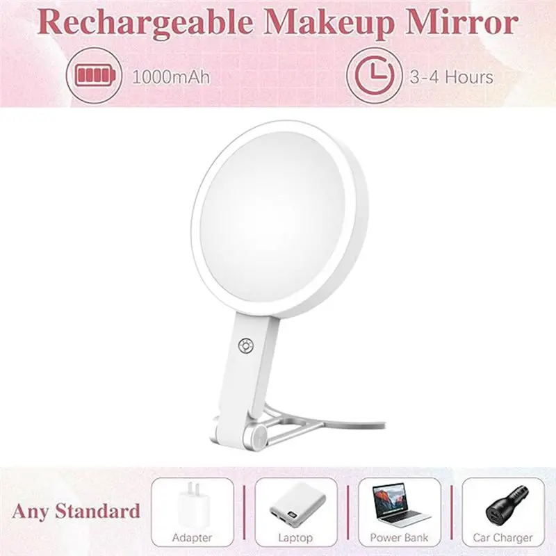 DTEN-Magnifying Handheld Mirror 30X Magnification Mirros 3 Color Light For Makeup For Detailed Skincare Eyebrow Grooming B