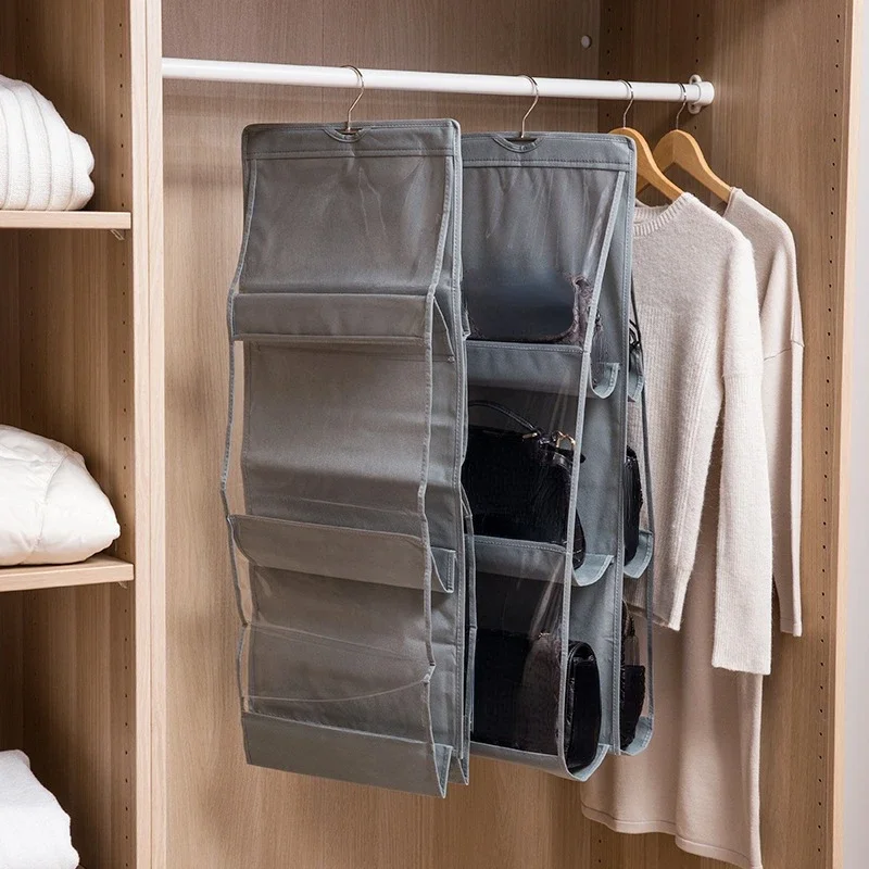 For Wardrobe Closet Transparent Storage Bag Hanging Handbag Organizer Door Wall Clear Sundry Shoe Bag with Hanger Pouch