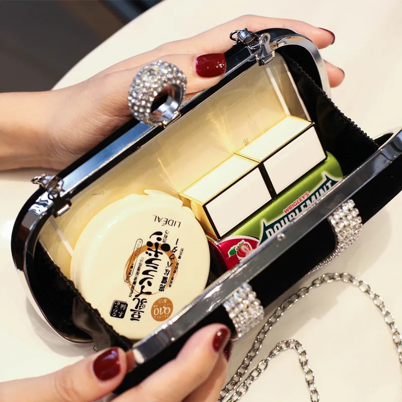Hot Selling Velvet Diamond Evening Bag Black Velvet Banquet Bag High-end Cheongsam Bag Factory Direct Sale E-commer