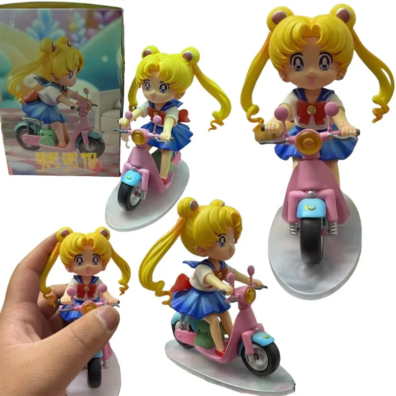 

Sailor Moon Tsukino Usagi Motorcycle Riding Series Q-Version Toys Ornament Anime Children's Room Decoration Car Ornament Toy