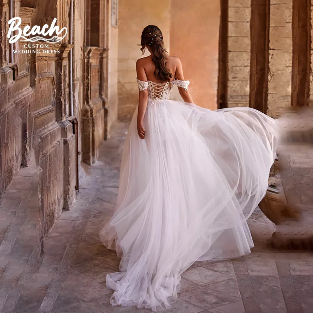 Suknie ślubne na plażę 2025, proste, z odkrytymi ramionami, bez pleców, bez ramiączek, koronkowe, bez rękawów, eleganckie, syrenka, Vestidos De Novia, szyte na miarę