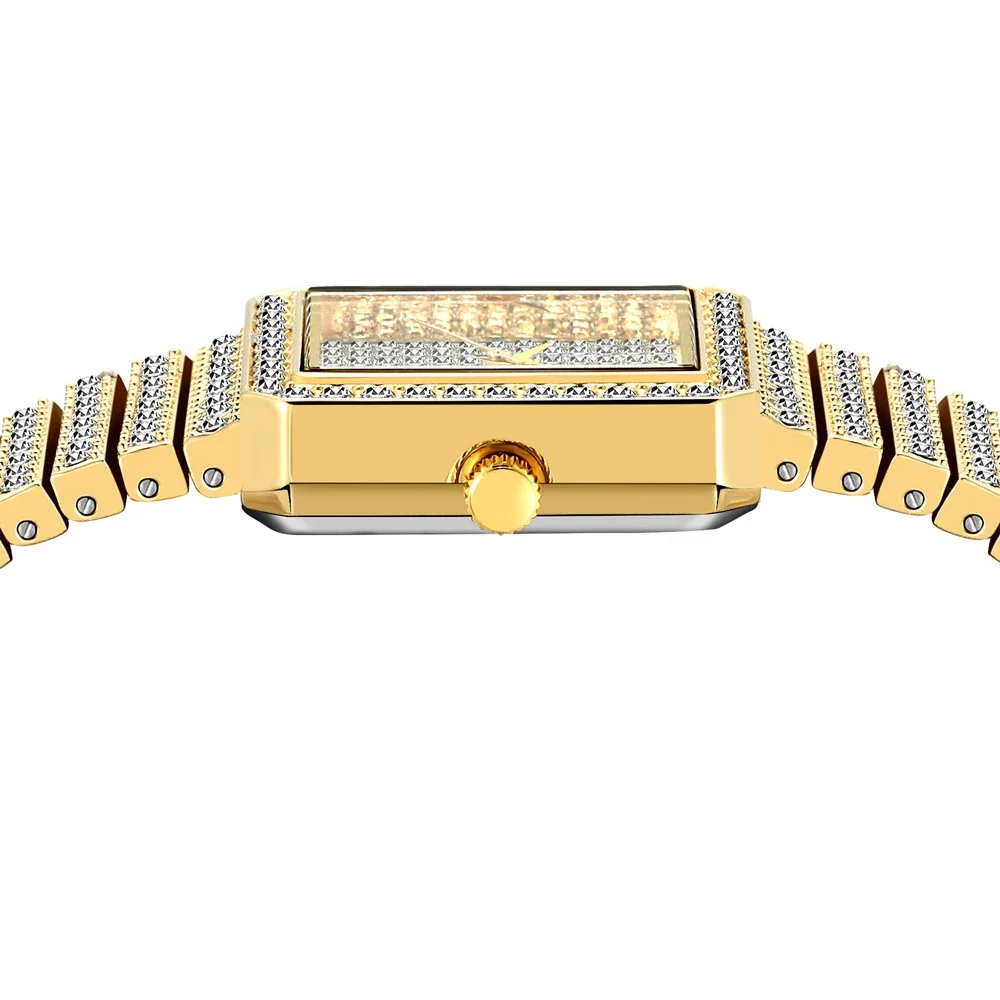 Luxury Bling Diamond Watch For Women Hip Hop Womens Watches Female Clock Gold Square ICE OUT Ladies Wristwatches reloj mujer new