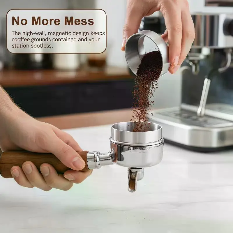 Aluminum Alloy Espresso Dosing Ring With Anti Spill Design And Easy Clean Feature Perfect For Home Coffee Making And Cafe Use