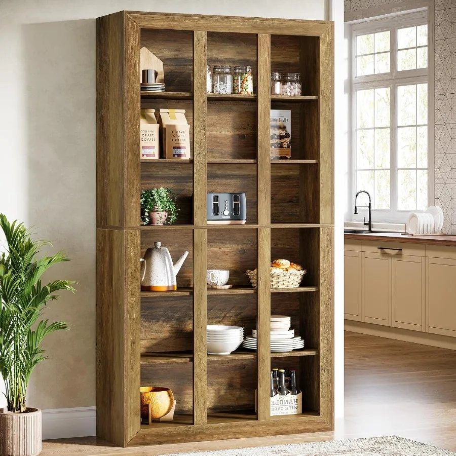 74.8 Tall Farmhouse Kitchen Pantry 6Tier Storage Cabinet for Food Dishes More Rustic Wooden Kitchen Cabinet for Dining Room Liv
