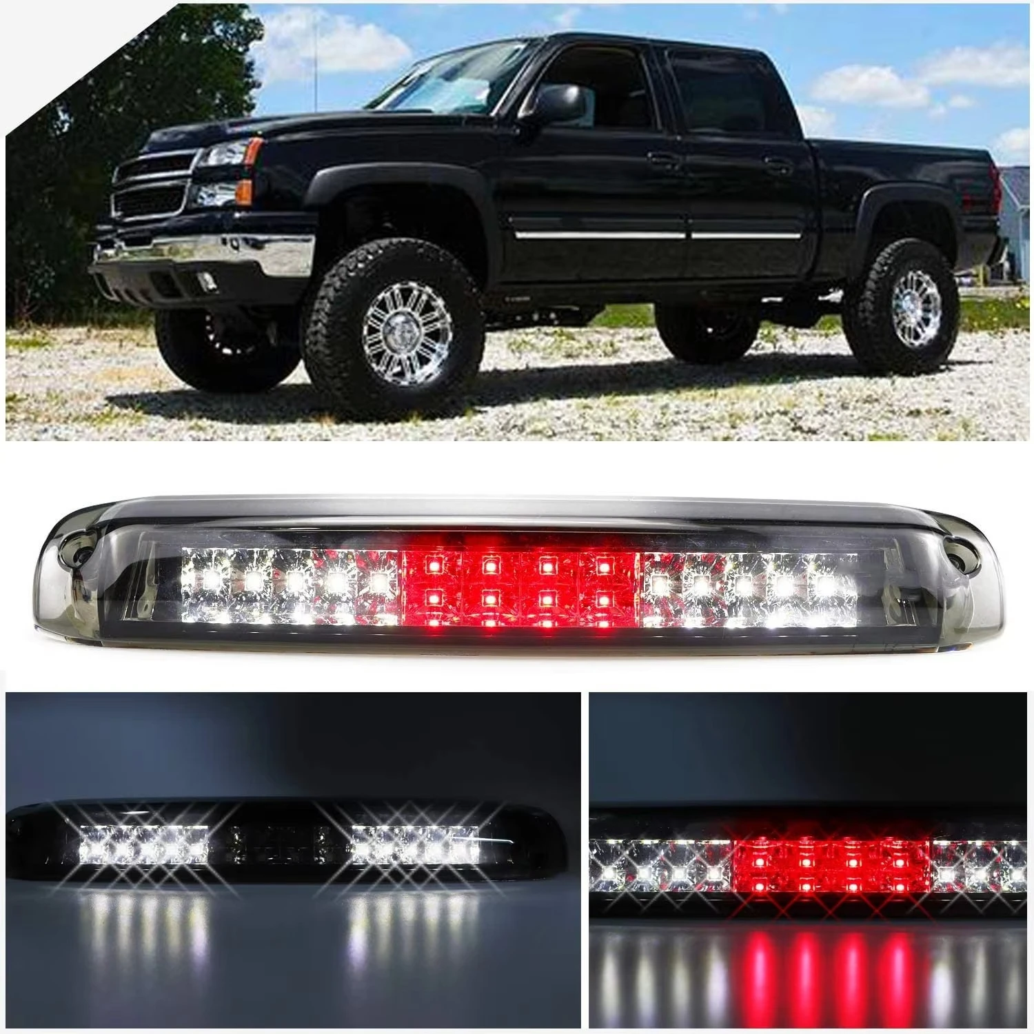 

Высокорасположенный стоп-сигнал для Chevrolet Silverado GMC Sierra 1500 2500 3500 1999-2007 годов, дымчато-прозрачный светодиодный 3-й стоп-сигнал, грузовые фонари