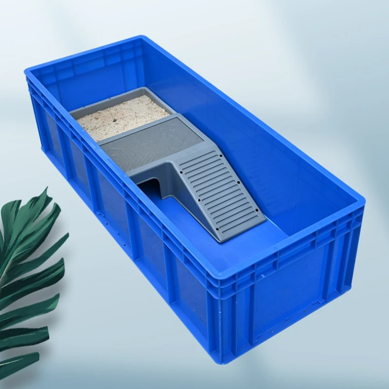 Turtle Feeding Box Large Plastic Turtles Terrarium with Basking Platform Thicken Side Row Turtle Boxes Turtles House Habitat