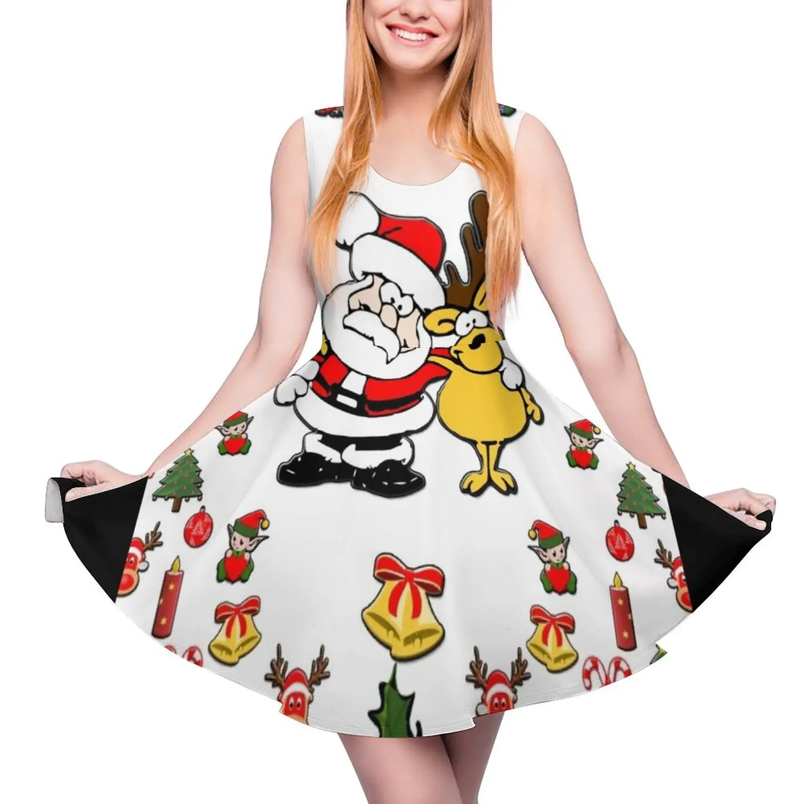 

Рождественское платье без рукавов с Санта-Клаусом и оленем, элегантное платье, выпускные платья, сказочное платье 2024