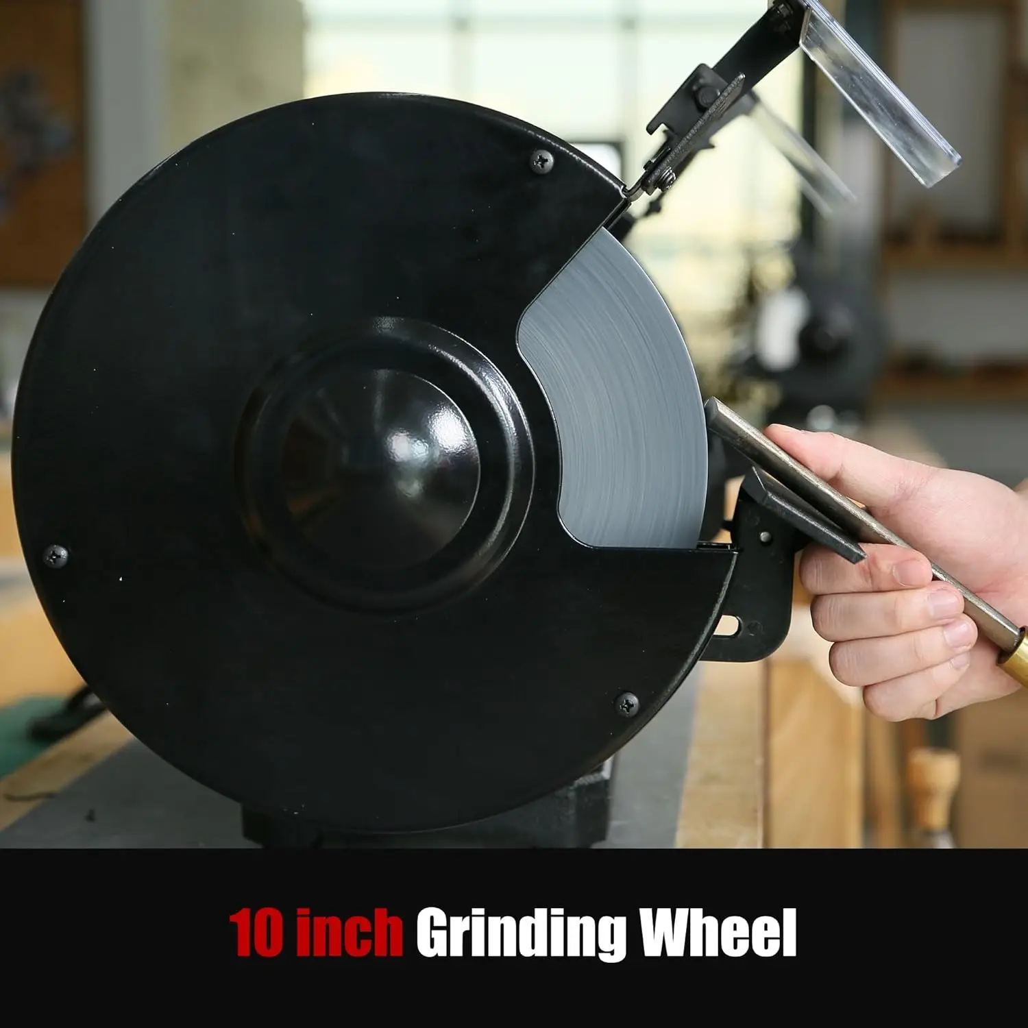 1-1/2HP 10 Inch Low Speed Bench Grinder, 1750 RPM Table Grinder with 13A Motor, High Precision Wobble-free Wheel Grinder