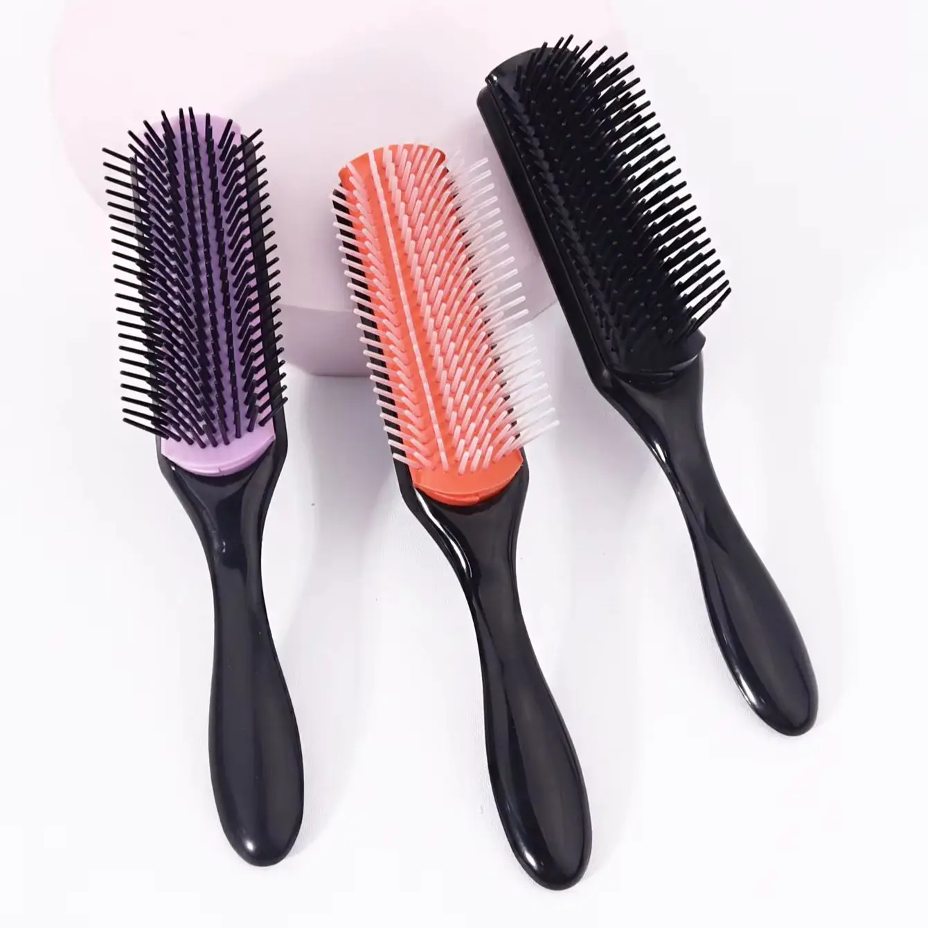 3pcs hair comb set, 9-row cushioned nylon brushes, exfoliating dry and wet curly hair styling, Special for Real Hair Wigs