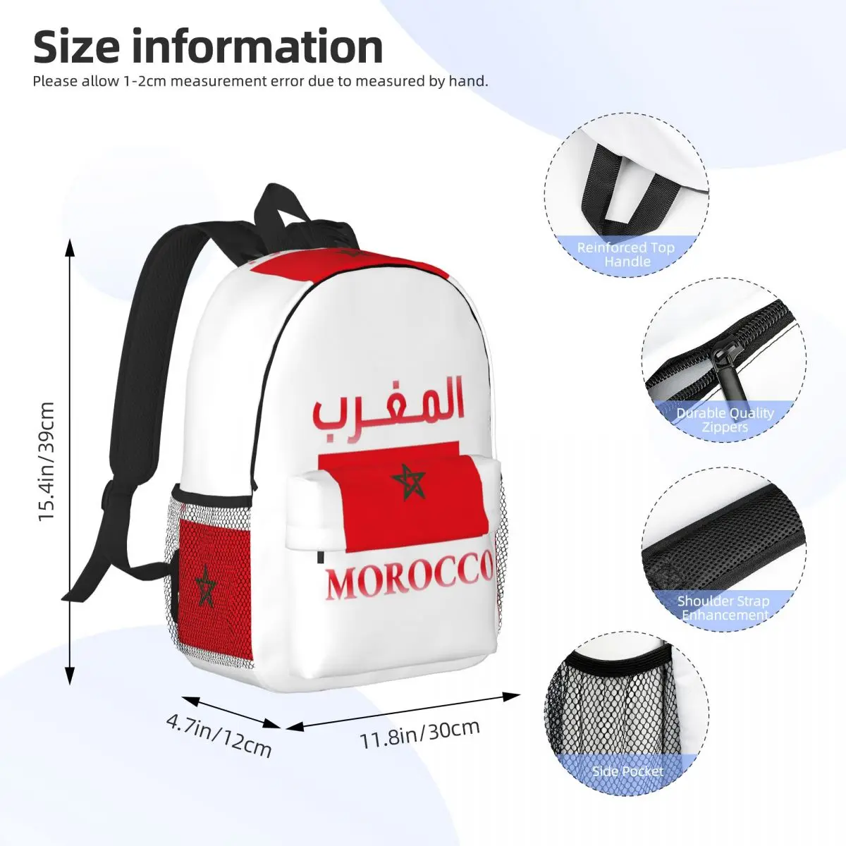 Moroccan Passport Kingdom Of Morocco Backpack Student Boys Girls BookBag Men Women School Bag Computer Shoulder Bags