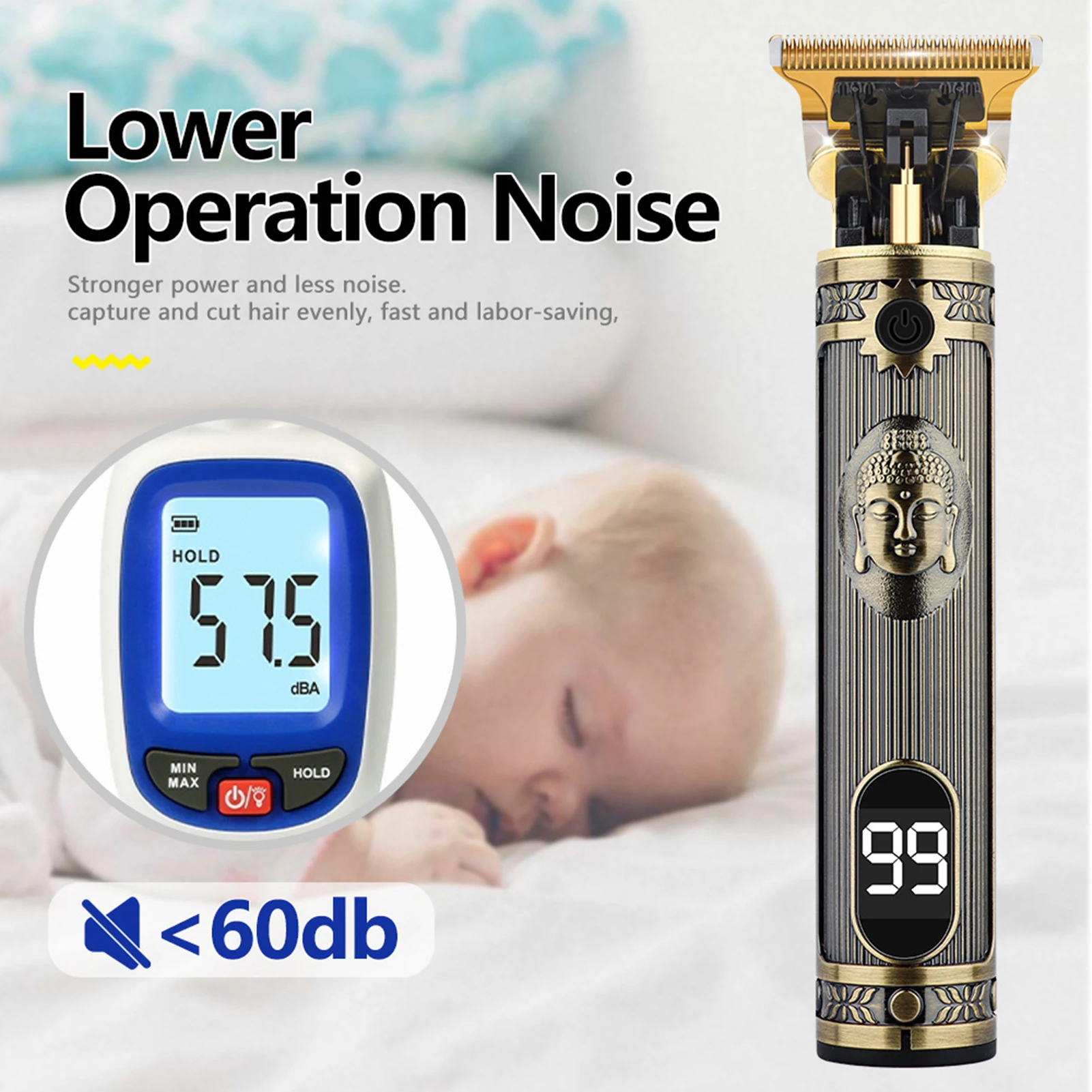 HIENA Set tagliacapelli vintage Design a rilievo retrò Intaglio Tagliacapelli per uomo Tagliacapelli elettrico cordless professionale T9