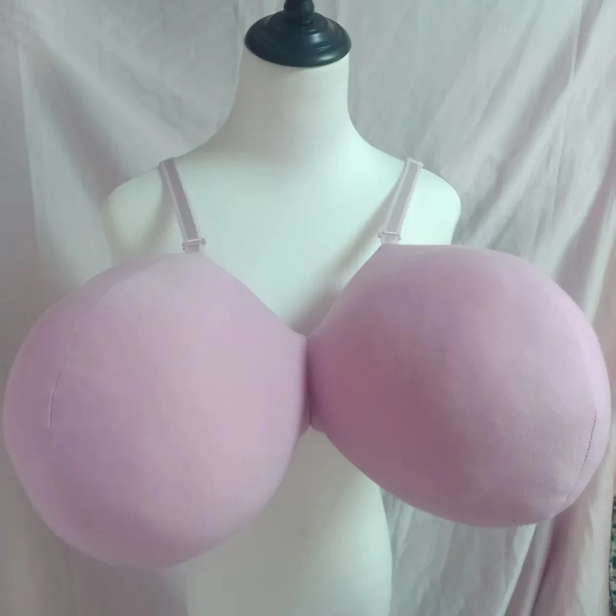 G Cup Fully Pad Man's Handmade Pink Cotton Blended Puffy Soft Touch Cosplay Costumes Bra Top Private FKK Party DJ Club Bar Dance