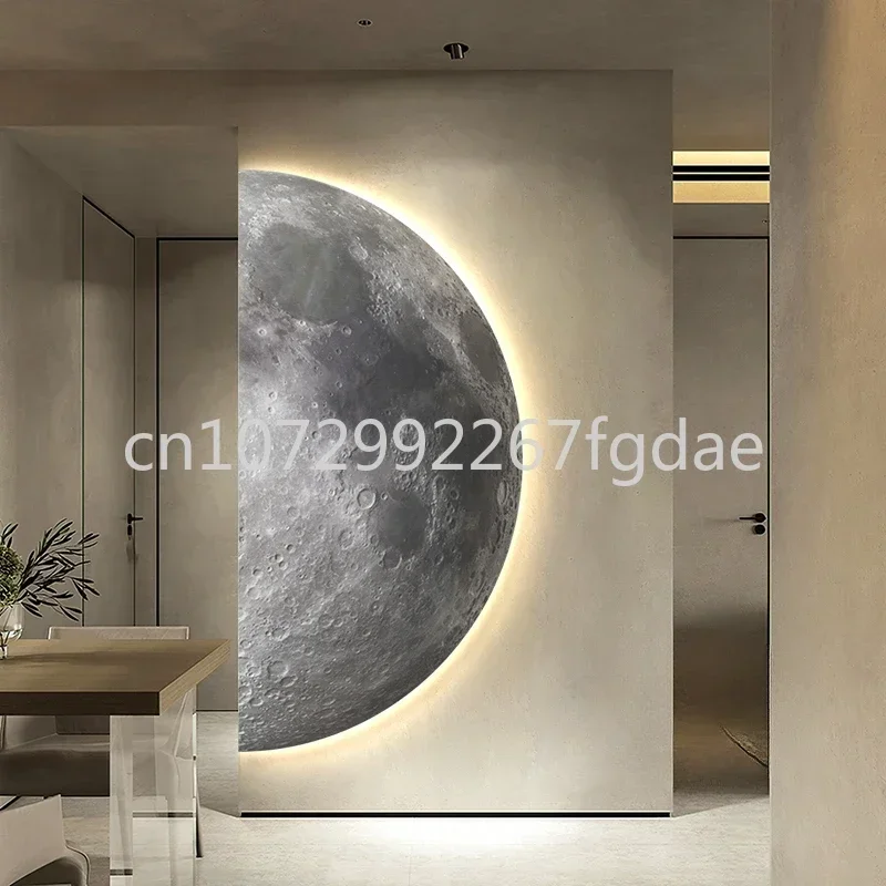 Moon Entrance Painting Abstract Texture LED Ambient Light Mural Modern Minimalist Corridor Hanging Painting