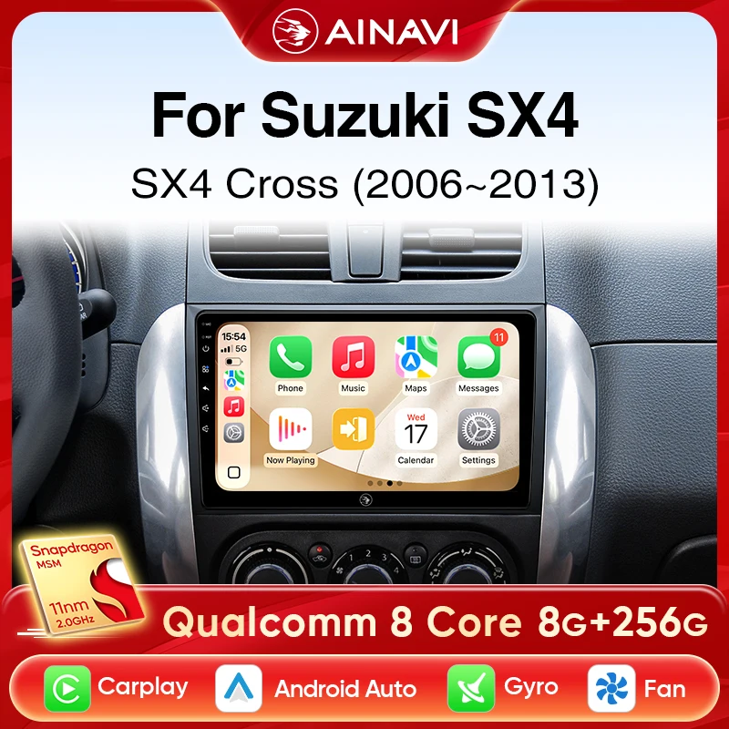 

Автомобильный радиоприемник Ainavi для Suzuki SX4 Cross 2006-2013 для Fiat Sedici Carplay Android, авторадио, мультимедийный плеер, 4G, Wi-Fi, GPS 2 Din