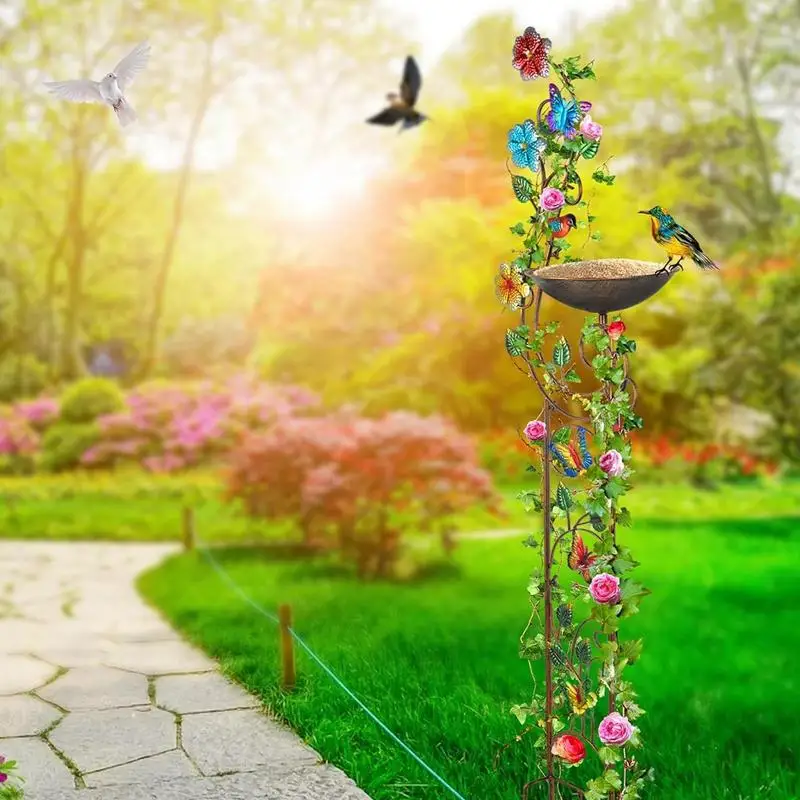

Outdoor Bird Bath Bird Bath Bowl Plant Support Water Feeder With Stake Art Decoration For Courtyard Lawn Patio Garden