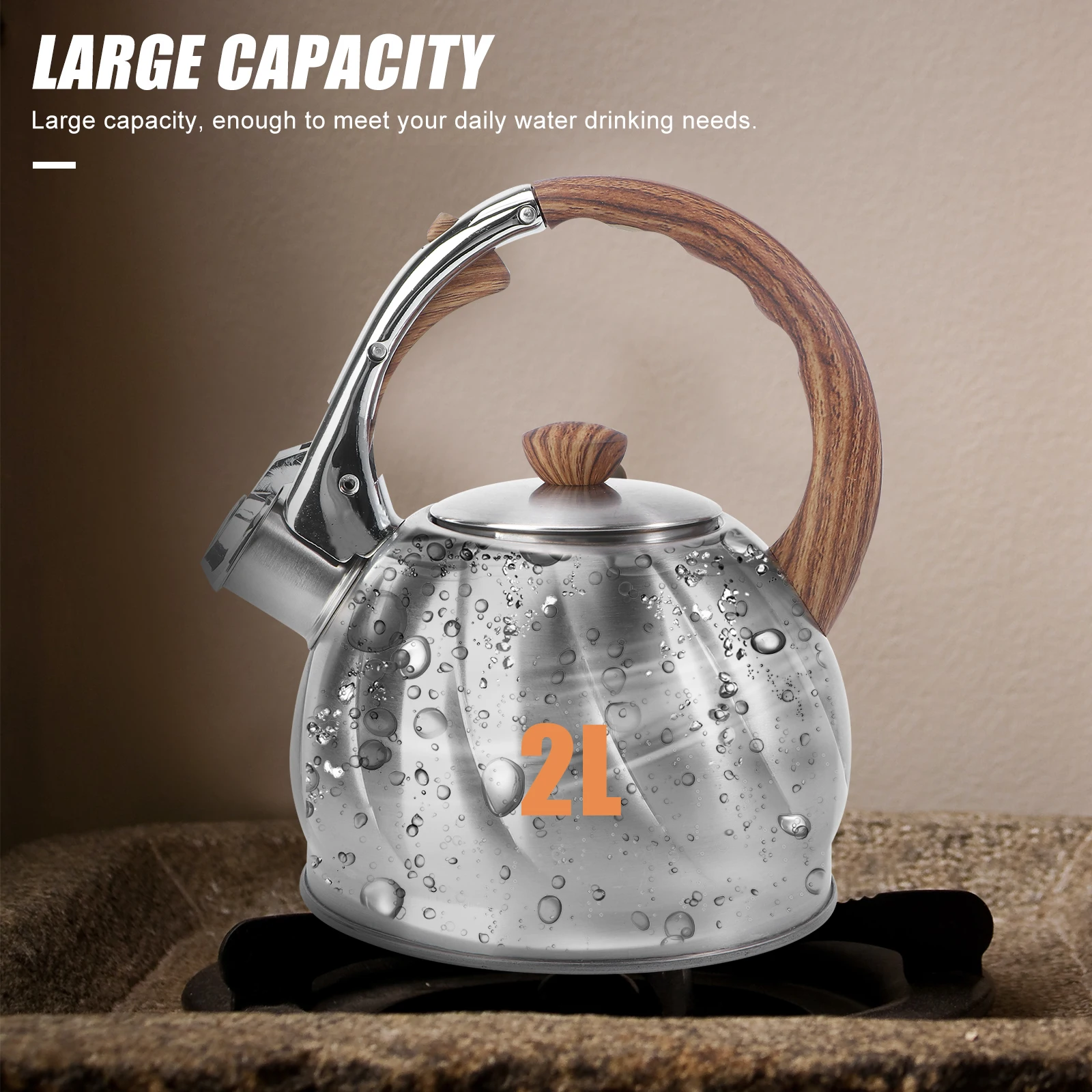 

1pc Kettle Large Capacity Water Boiling Kettle Ergonomic Handle Automatic Whistle Safety Design for Gas Stove