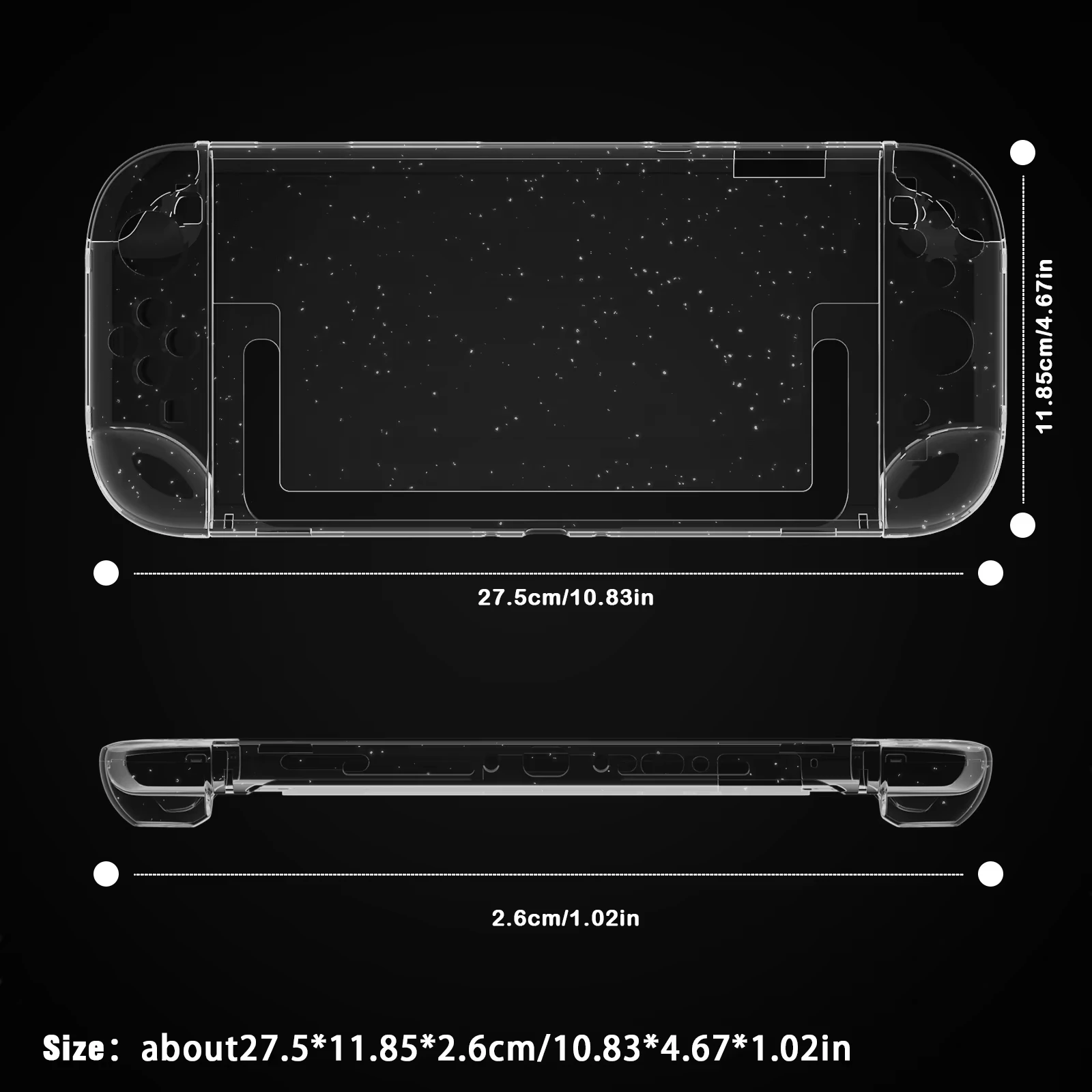Przezroczyste, brokatowe etui dokujące do Nintendo Switch 2 (2025), smukłe, ochronne etui PC na Joy-Cony, twarda obudowa. — zdjęcie produktu 5