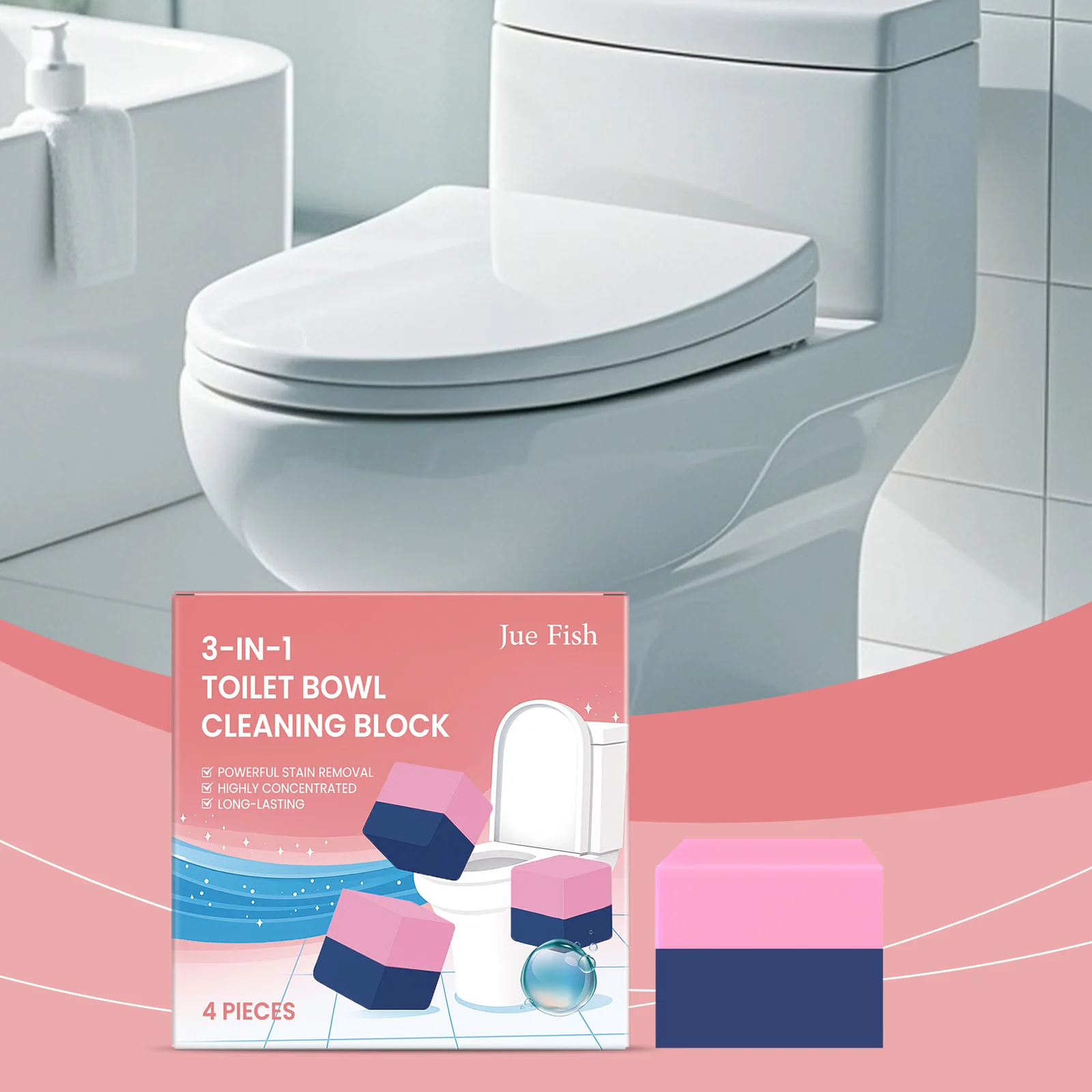

Jue-Fish Toilet Bowl Cleaning Tablets Powerful Removing Dirt Eliminating Odors Maintain Ceramic Smoothness 3-in-1 Toilet Cleaner