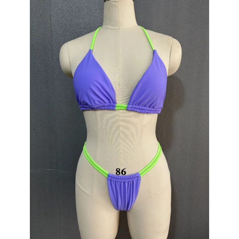 Nowe seksowne fioletowe stringi bikini dwuczęściowy strój kąpielowy damskie stroje kąpielowe strój plażowy pływać kostiumy kąpielowe brazylijski zestaw mikro bikini 2025