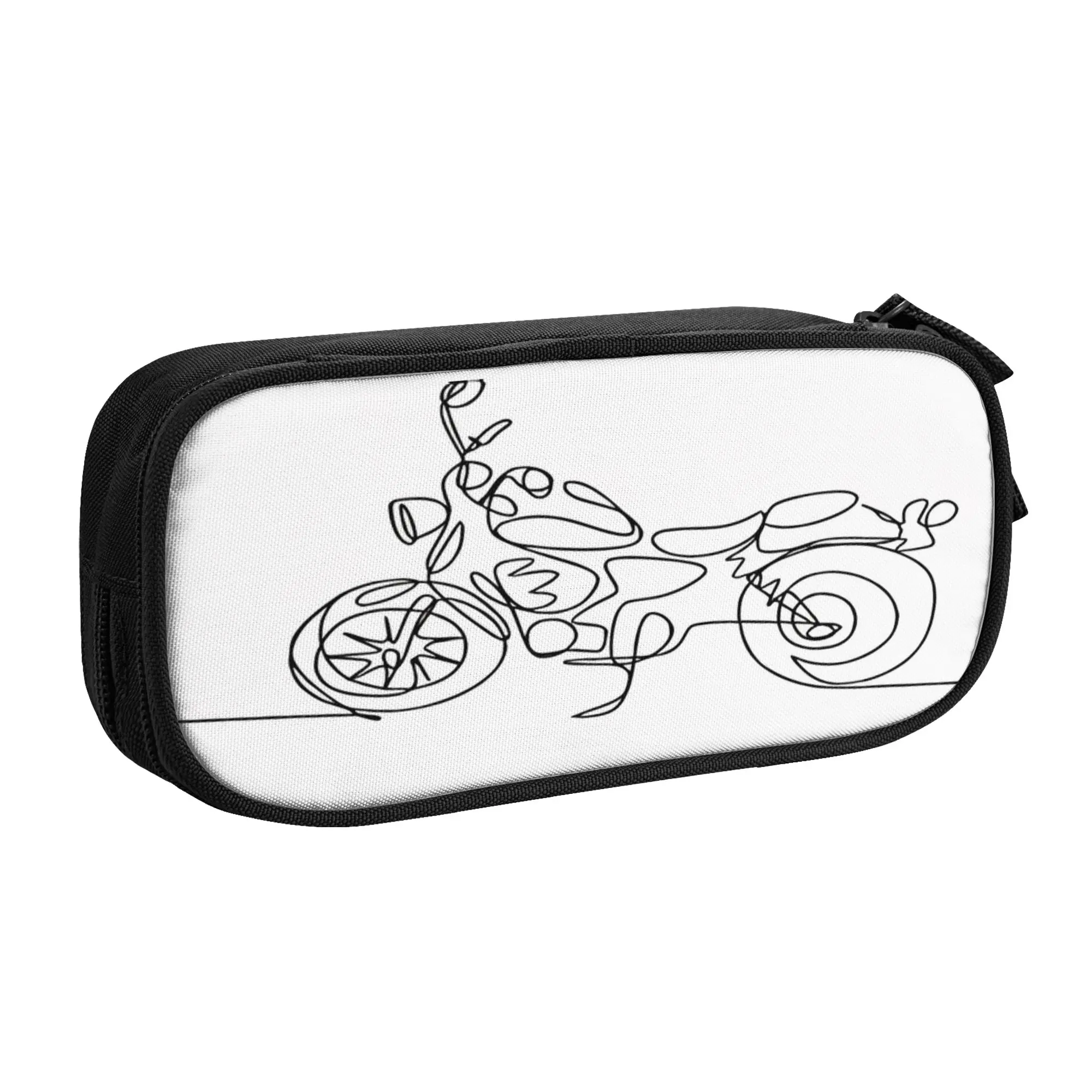 1 piece Stylish MOTORBIKE Pencil Case Girls Pen Bag Motorcycle Line Art School Stationery Bag