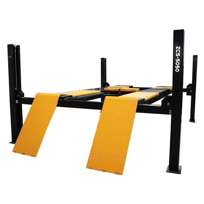 5000kg  Capacity Electric Hydraulic Four Post Car Lift with Sliding Jack for Wheel Alignment in Car Workshop