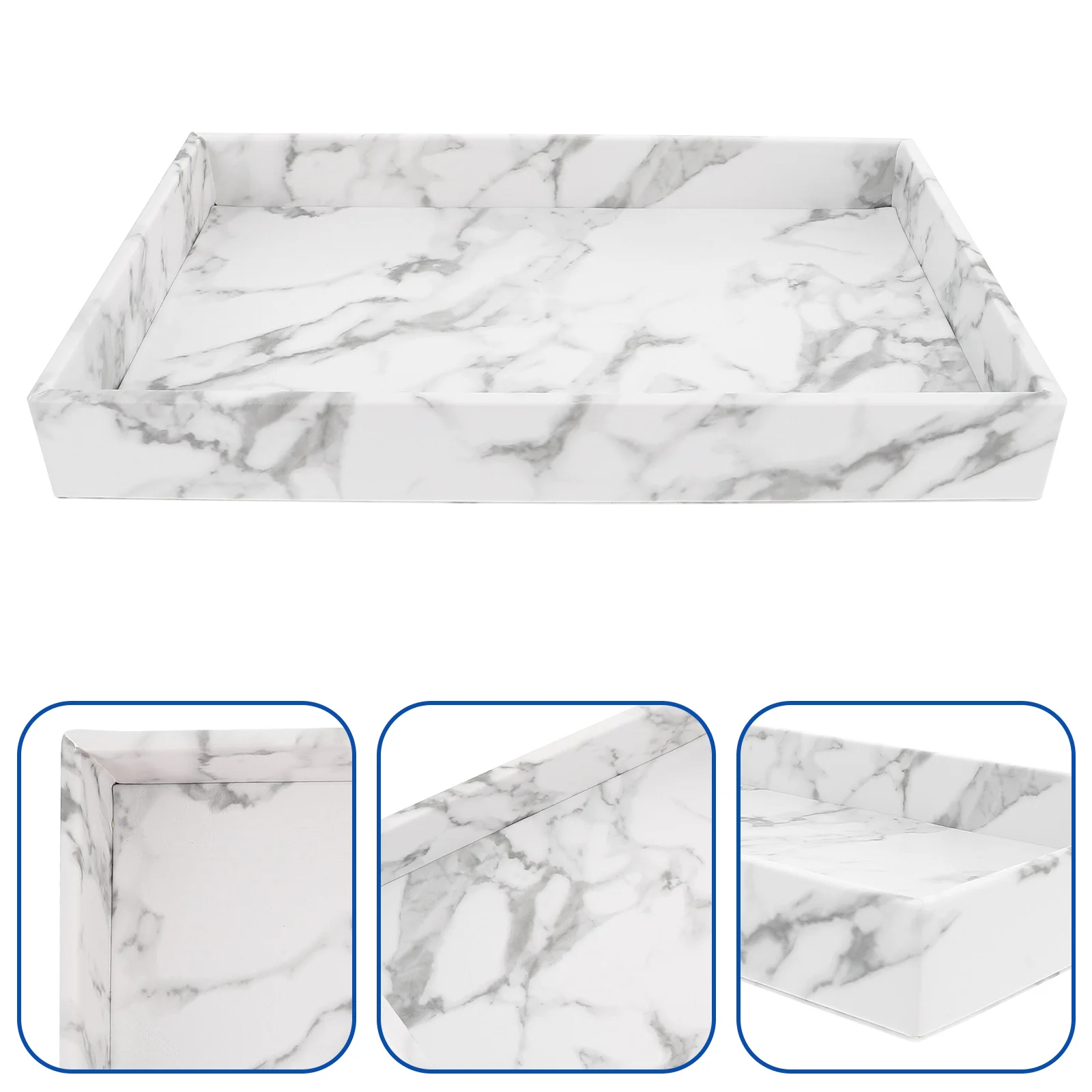 

1pc Marble Grain Storage Tray Jewelry Bathroom Plate Desktop Organizing Tidy Holder Fashion Home Multi-Function