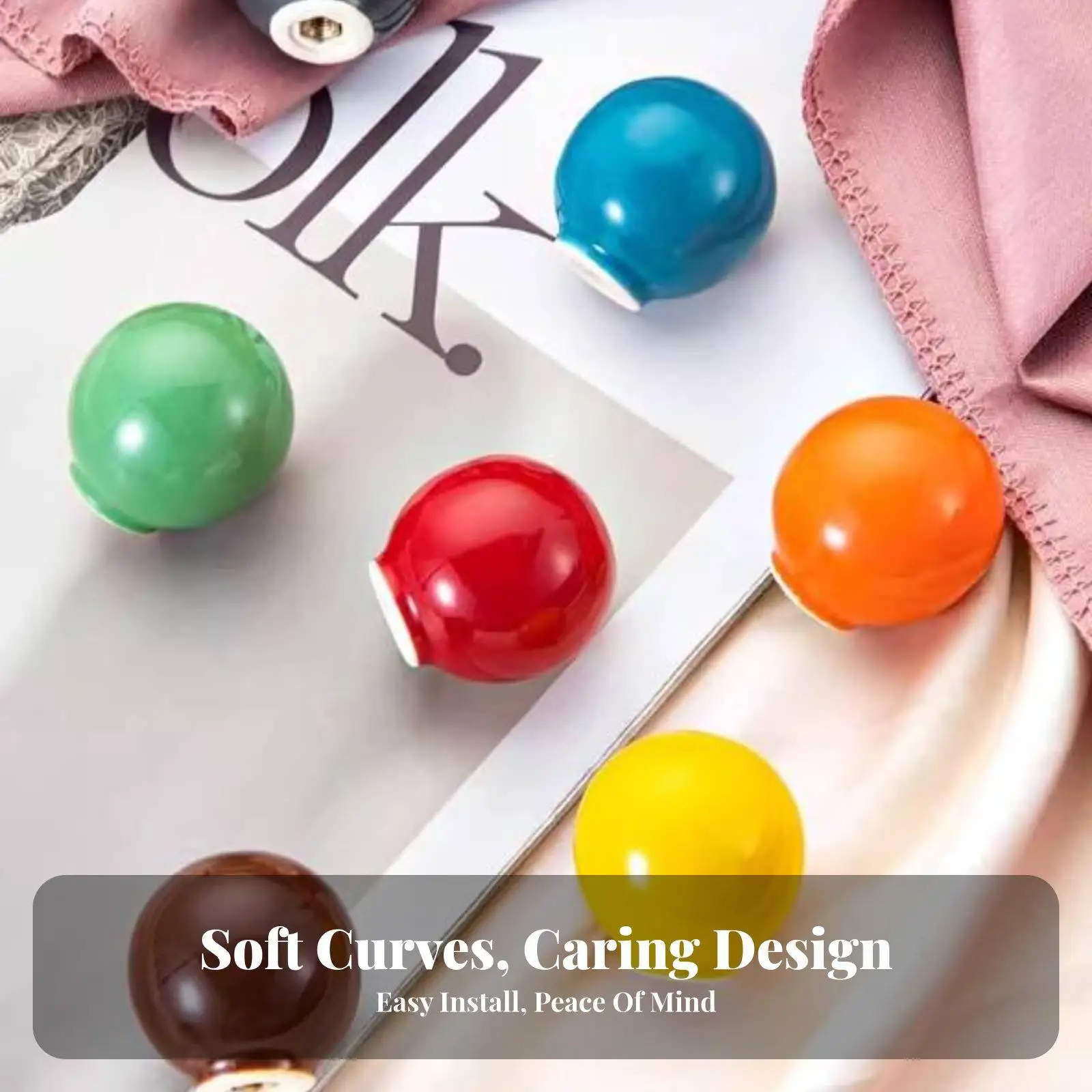 Colorful Round Ceramic Cabinet Handle Smooth Drawer Knob for Kids Dresser Kitchen Use