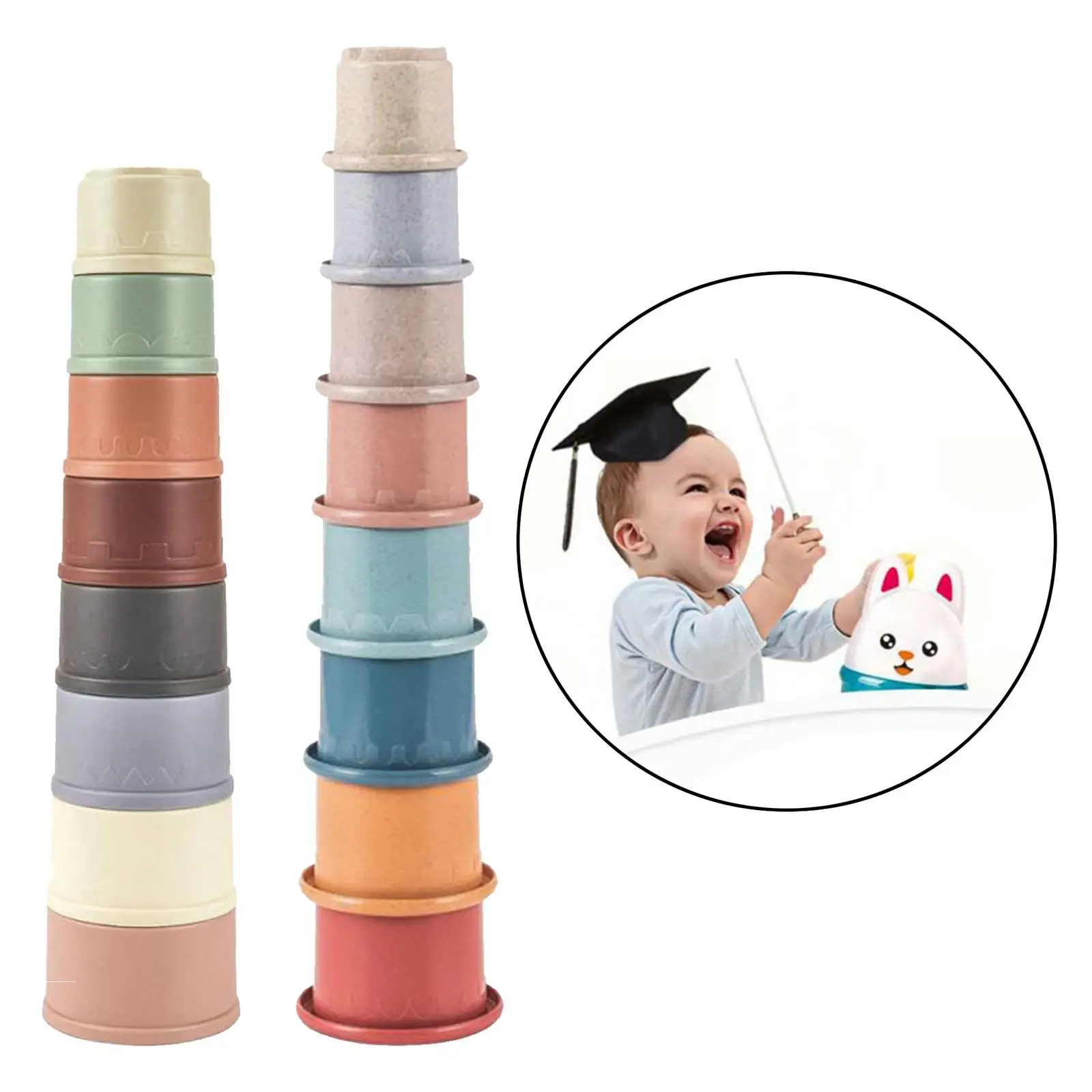 8 Stackable Cups for Babies 12 Months Bathtub, Pool, Beach Play