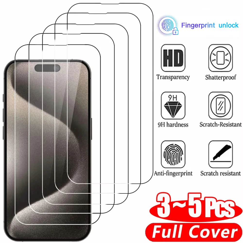 3-5PCS HD Clear Border Screen Protectors For S25 Ultra S26 S24 S23 S22 S26 Ultra Plus Support Fingerprint Unlock Tempered Glass