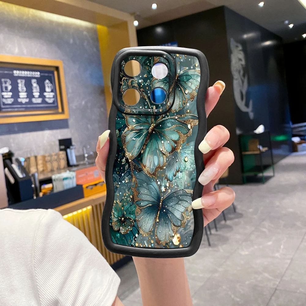 Compatiable with Xiaomi Redmi Note 14 13 Pro 5G 12S 4G 11S 13C 12C A4 Luxury Flower Butterfly Wave Case Cover Bolang view 2