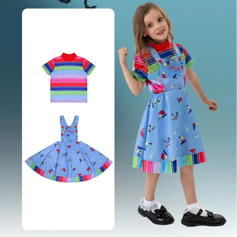 AA ★   Disfraces de Cosplay de Anime para niños, disfraz de novia de Chucky Cos, monos de terror para niñas y niños, monos para fiesta de Halloween, nuevo 2025