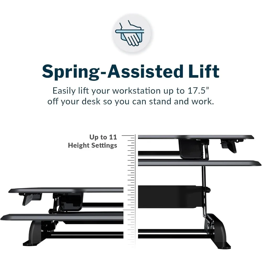 Two-Tier Standing Desk Converter for Monitor & Accessories - Height Adjustable Sit Stand Desk - Fully Assembled Monitor Riser