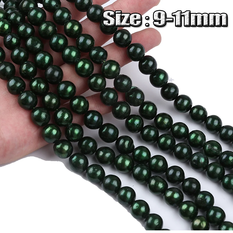 

Зеленые культивированные круглые бусины из пресноводного жемчуга, модные украшения, около 9-11 мм для изготовления ювелирных изделий, ожерелье, браслет, аксессуары