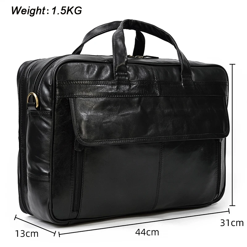 45 cm grote aktetas tas lederen laptoptas voor 16 17,3 inch computertas Crazy Horse lederen mannelijke schoudertas Vintage