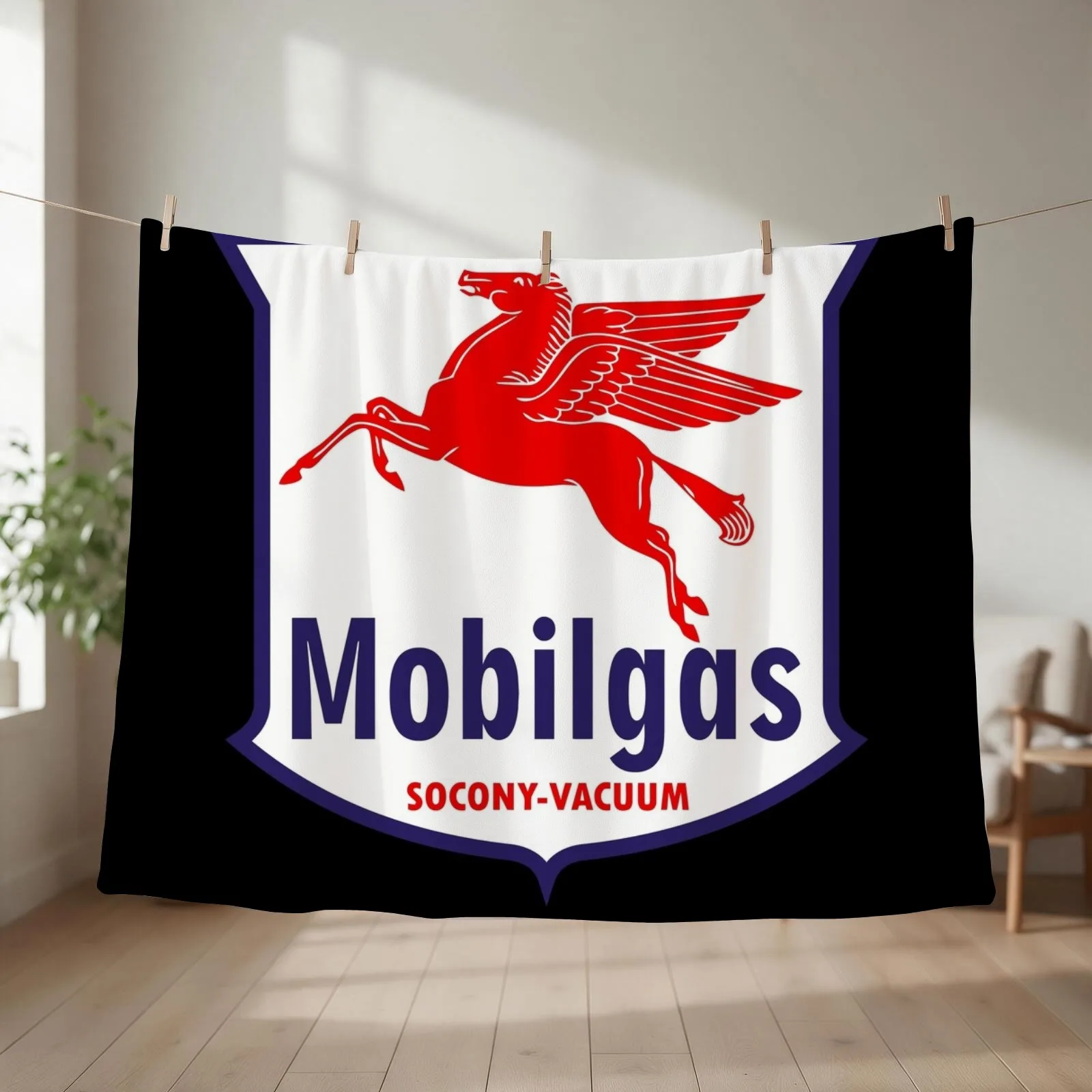 Mobilgas pegasus Throw Blanket couch cozy soft plush fuzzy picnic outdoor blanket