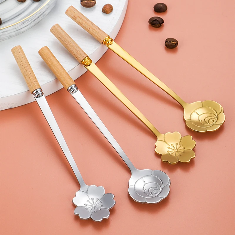 Stainless Steel Spoon Rose Gold Silver Scoop Coffee Spoon Small Coffee Tea Spoon Fancy Sugar Dessert Teaspoon Bar Cafe Tableware