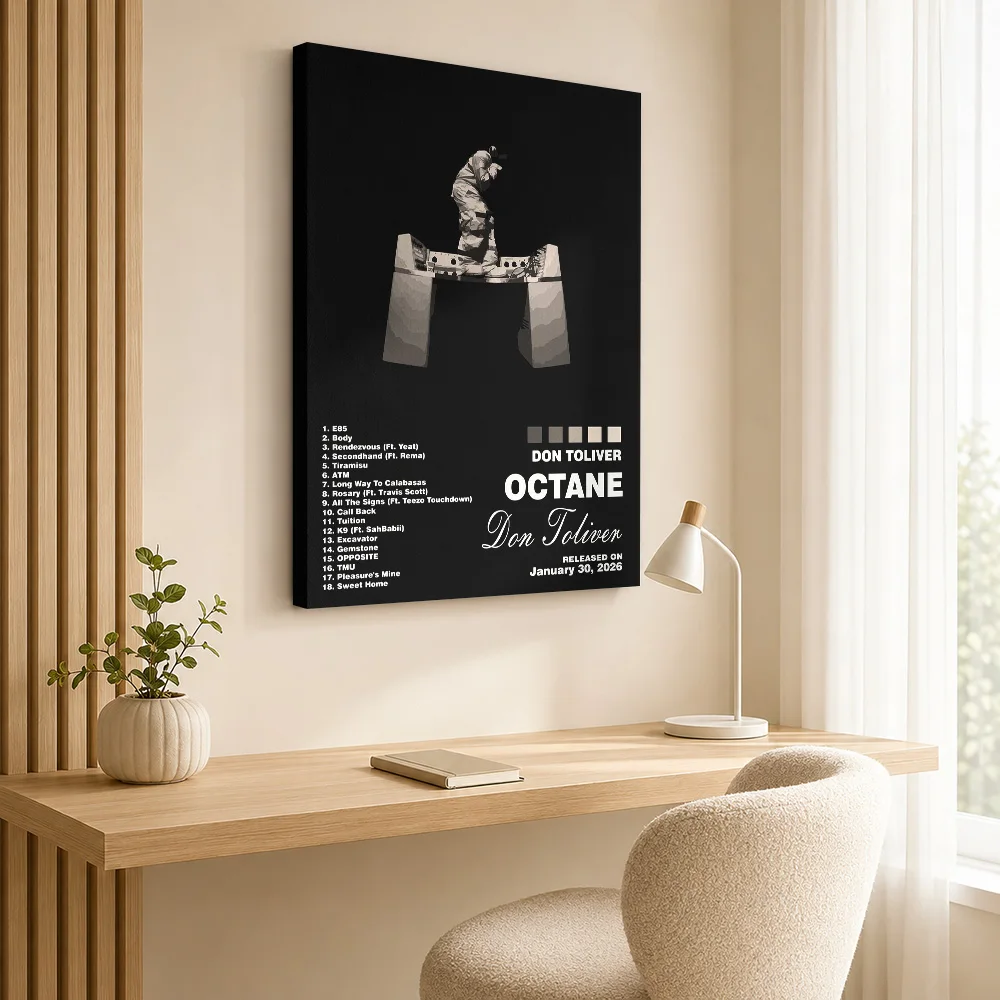 Don Toliver Octane Music Wood Framed Canvas Print Personalized Photo, Album Cover Wall Art For Bedroom Record Collector Gift