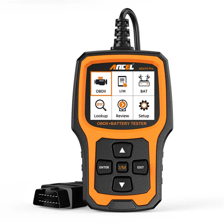 

Автоматический сканер ANCEL AD410PRO — двойной инструмент диагностики батарей OBD2/батарейки с цветным экраном, тестированием EVAP и дожизненными обновлениями