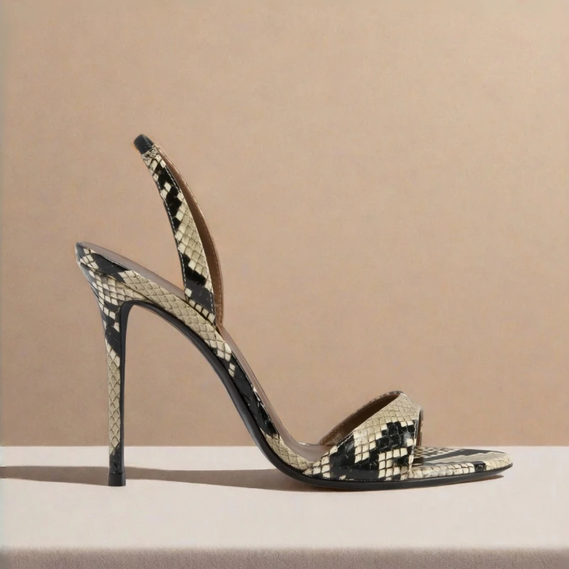 Yuejinlong Sexy Snakeskin Print High Heels Open Toe Stiletto Sandals Retro Fashion Python Party Dress Shoes Summer New 2026 view 5