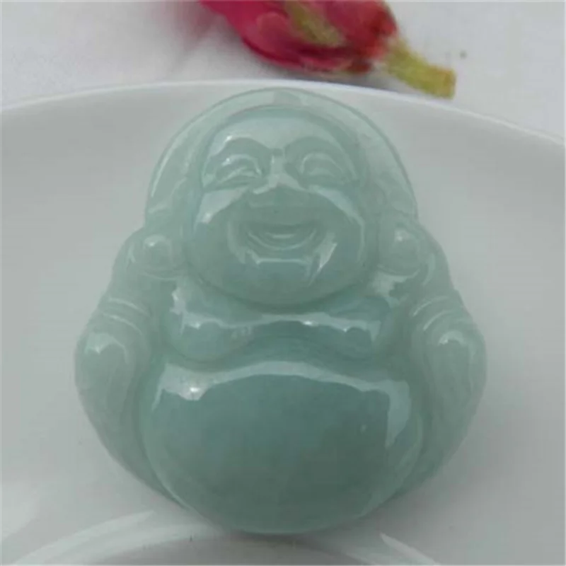 Factory Wholesale Myanmar Jade Big Belly Maitreya Necklace Women's Natural Ice JadeaGoods Smiling Buddha Pendant