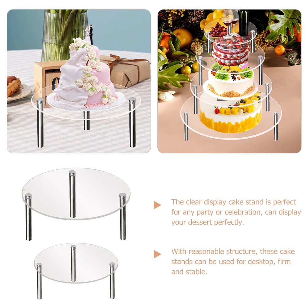 

2 Pcs Stand Acrylic Display Rack 15cm 20cm Transparent Dessert Shelf For Party Home Cake Stands Banquet Cake Stands