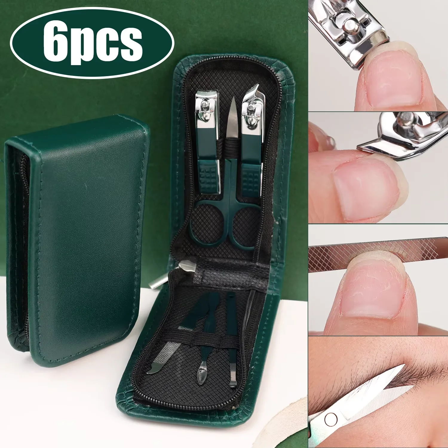 6-Piece Nail Care Set - High End Nail Scissors & Clippers for Men & Women, Portable Manicure Kit with Pouch image 4