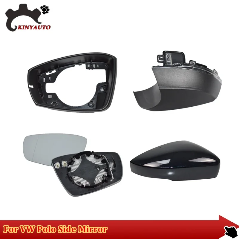 

For VW Volkswagen Polo 14-18 Side External Rearview Mirror Assy Lens Glass Turn Signal Light Lamp Lid Shell Frame Cover Holder