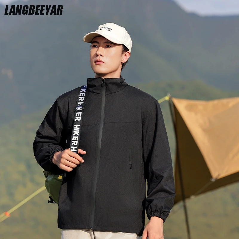 

Premium Nanofiber Coating Stand Collar Men Outdoor Jacket Windbreaker Casual Windproof Coats Hard Shell Spring Autumn Outwear